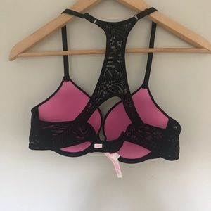 Pink racer back push up bra